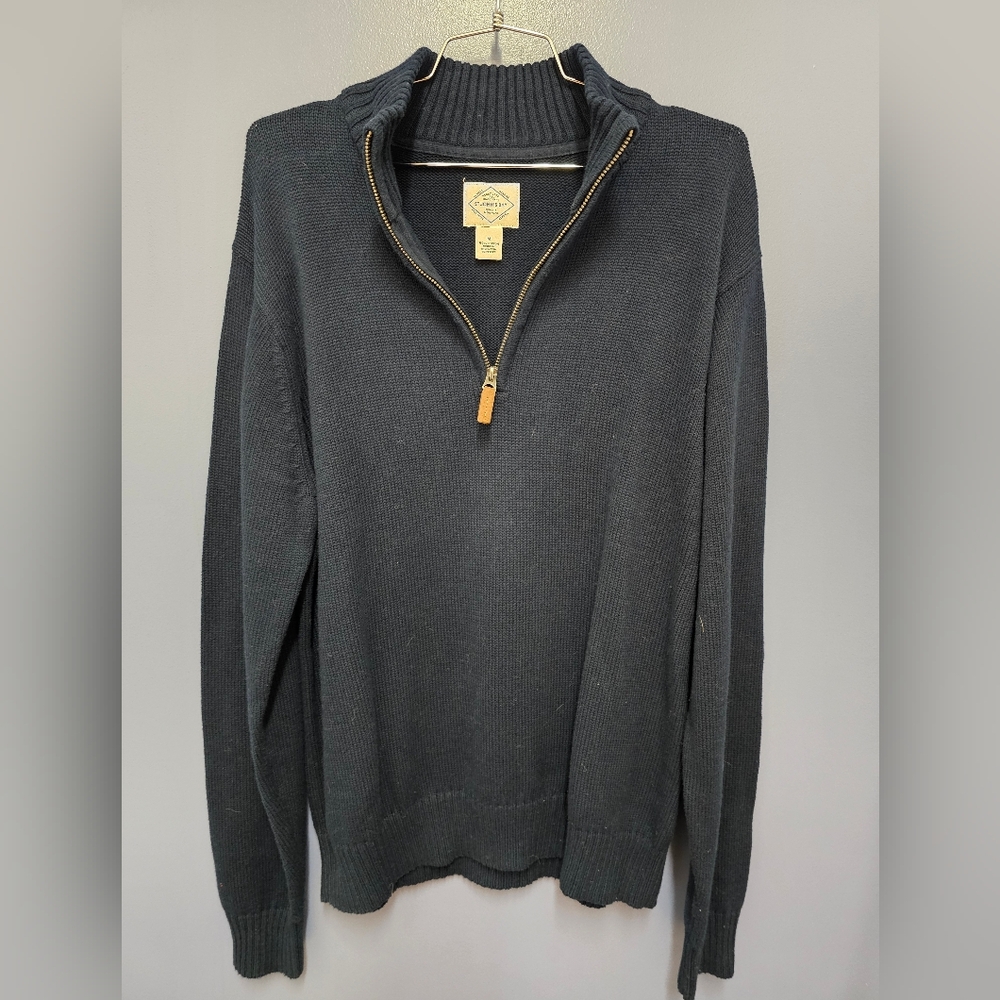 St. John's Bay Mens Mock Neck, Long Sleeve Quarter-Zip Pullover Sweater M Navy